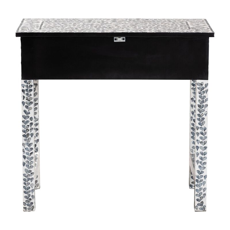 bali & pari Diata Coastal Black and White Mother of Pearl Capiz Shell 2 Drawer Console Table