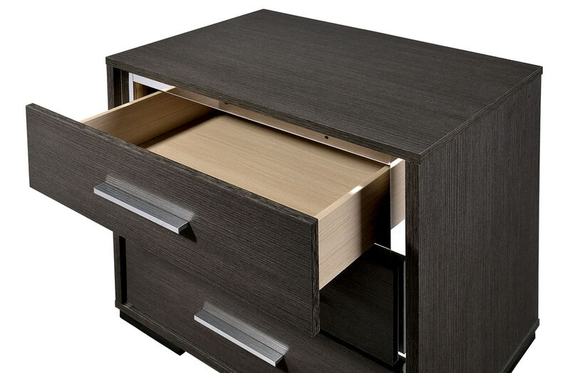 Streamdale Modern Nightstand with Chrome Trim