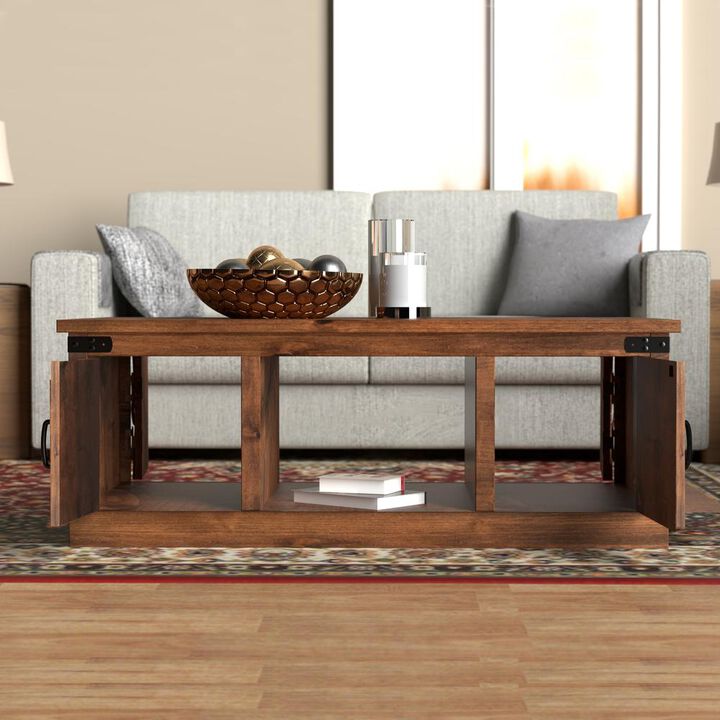 Bridgevine Home 48 in. No Assembly Required Aged Whiskey Finish Solid Wood Coffee Table