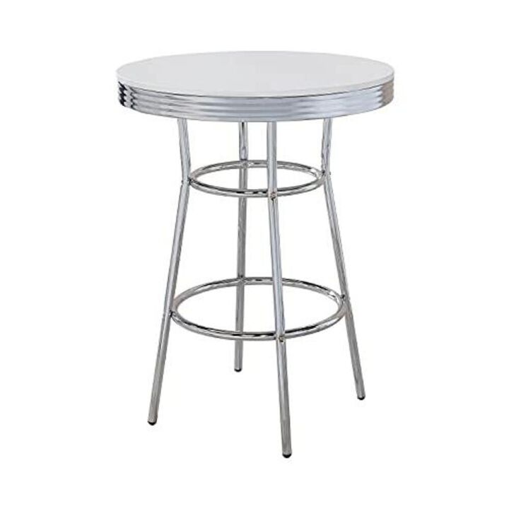Coaster Theodore Round Bar Table Chrome and Glossy White