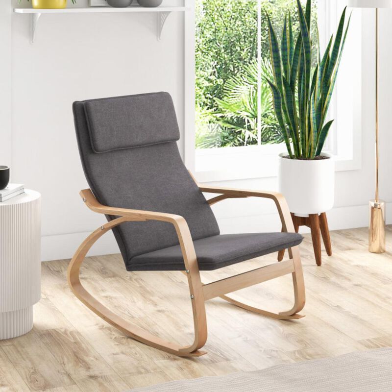 Hivvago Stable Wooden Frame Leisure Rocking Chair with Removable Upholstered Cushion