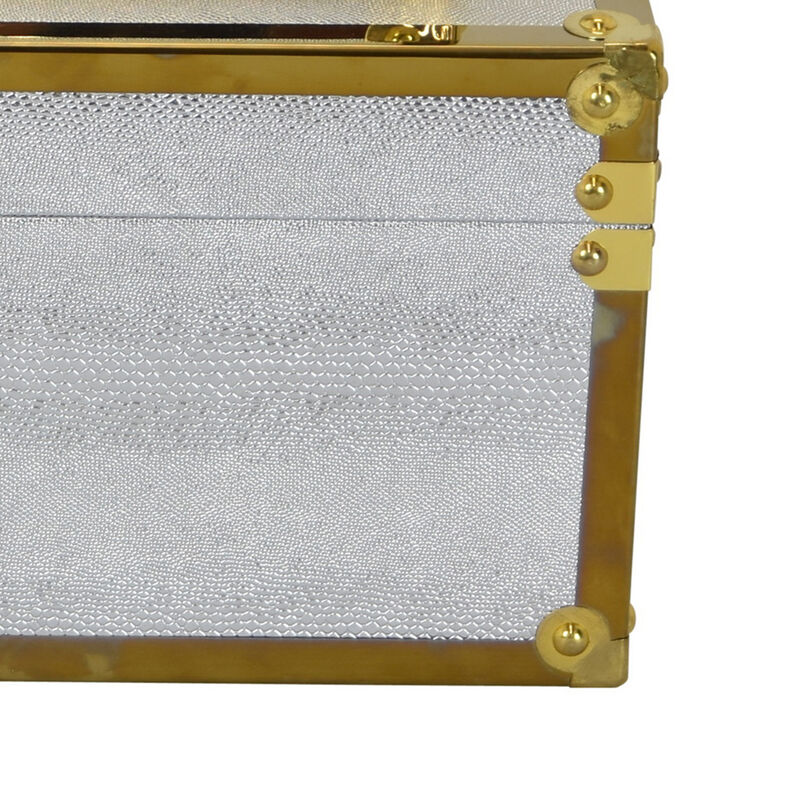 Jito Decorative Jewelry Box Set of 2, Abstract Pattern, Silver Gold - Benzara