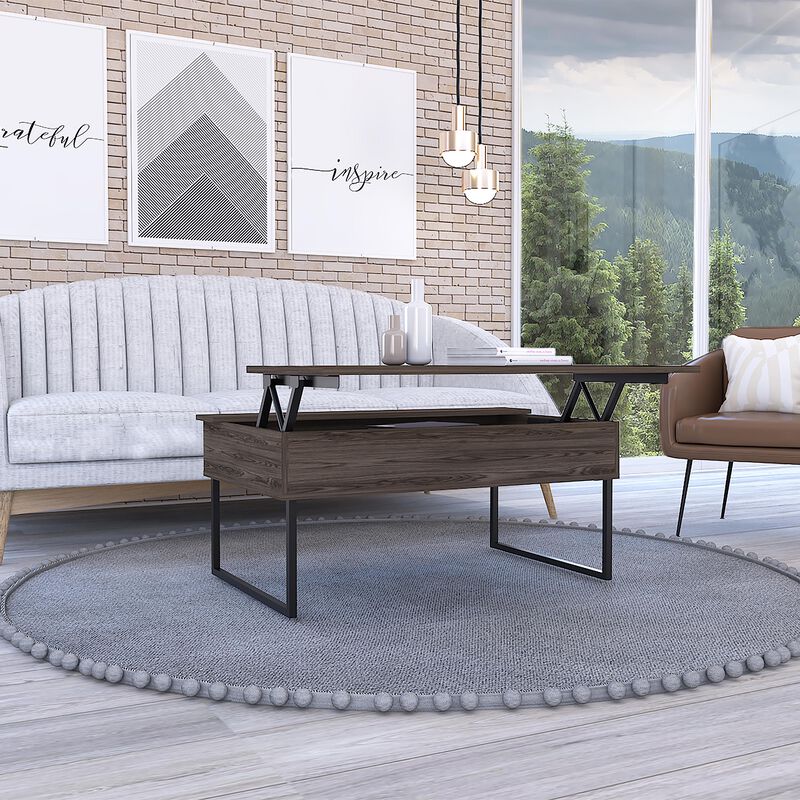 Lift Top Coffee Table Cessarr, Living Room, Dark Walnut