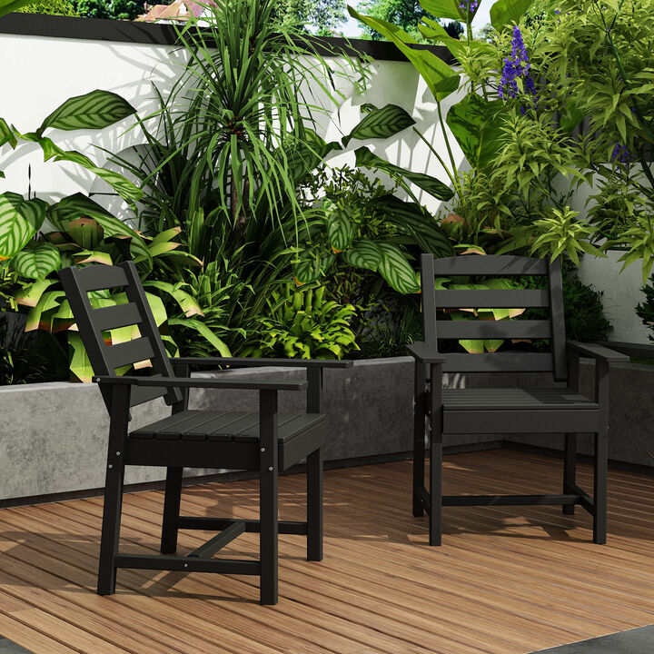 FUFU&GAGA Patio Dining Chair with Armrests, Waterproof, UV Resistant (Pack of 2) (23.6" W x 18.9" D x 33.5" H),Grey