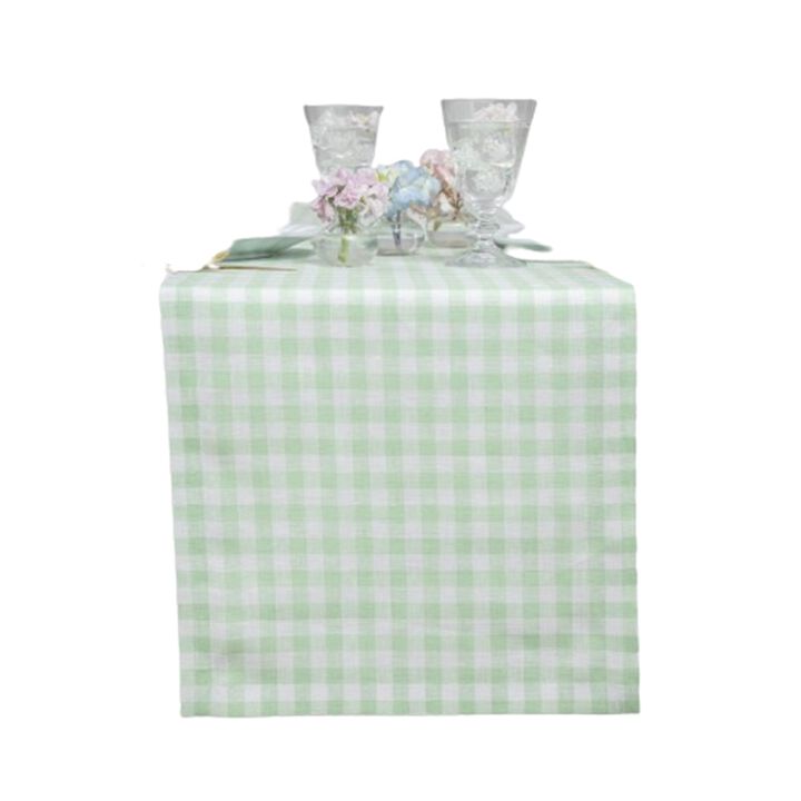 Solino Home 100% Pure Linen Table Runner | Gingham Check for Spring & Easter