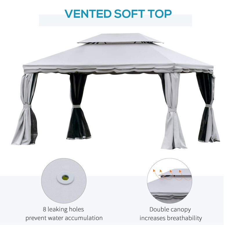 Grey Outdoor Haven: 10x13 Patio Gazebo with 2-Tier Roof
