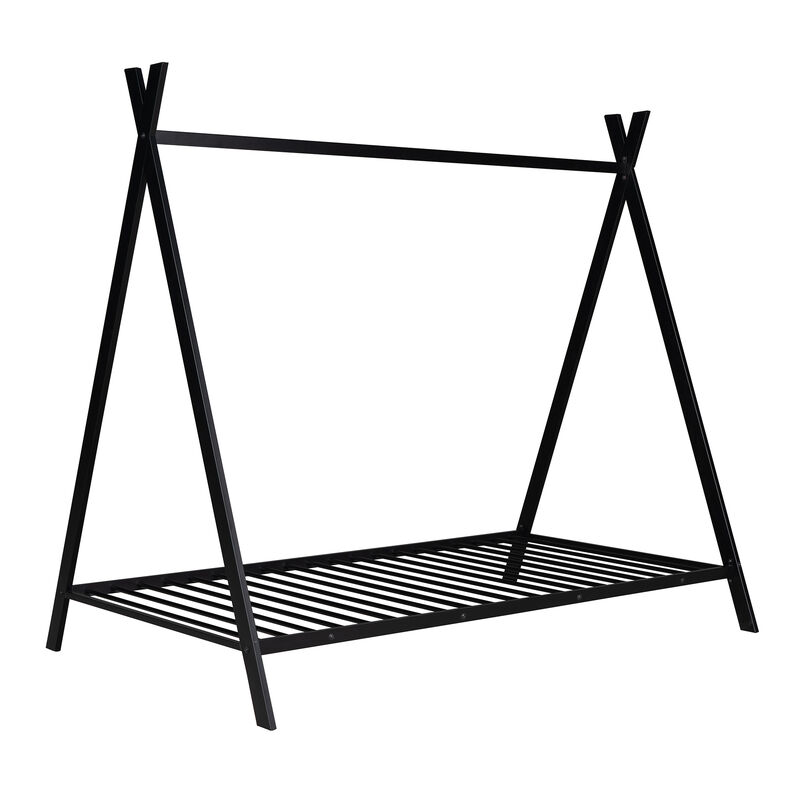 Wooden House Bed Frame with Canopy Tent for Kids & Toddlers Stylish Montessori Floor Bed