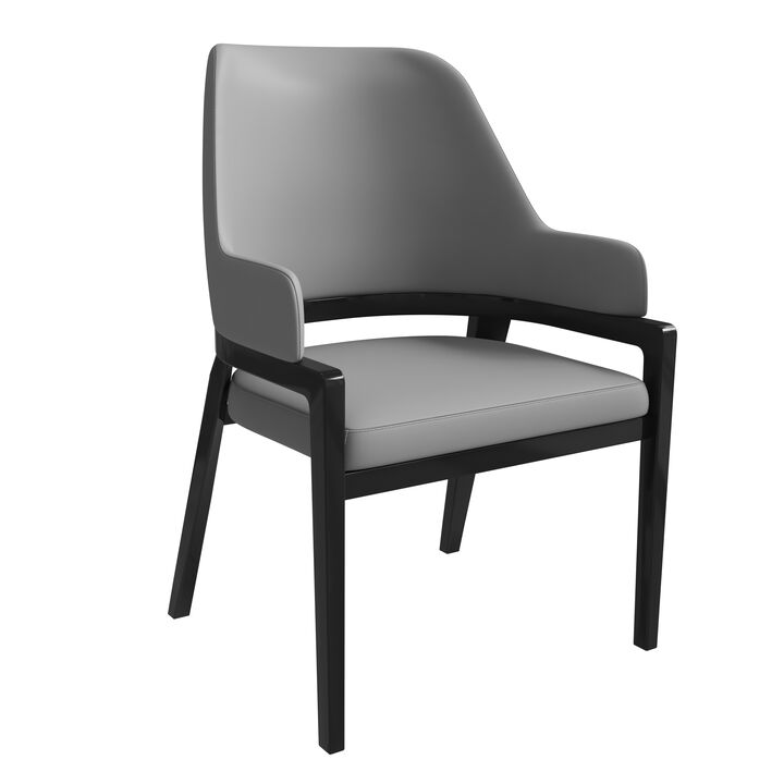 Leisuremod Ethora Collection Modern Wooden Dining Chair in Black Fabric Seat With white top
