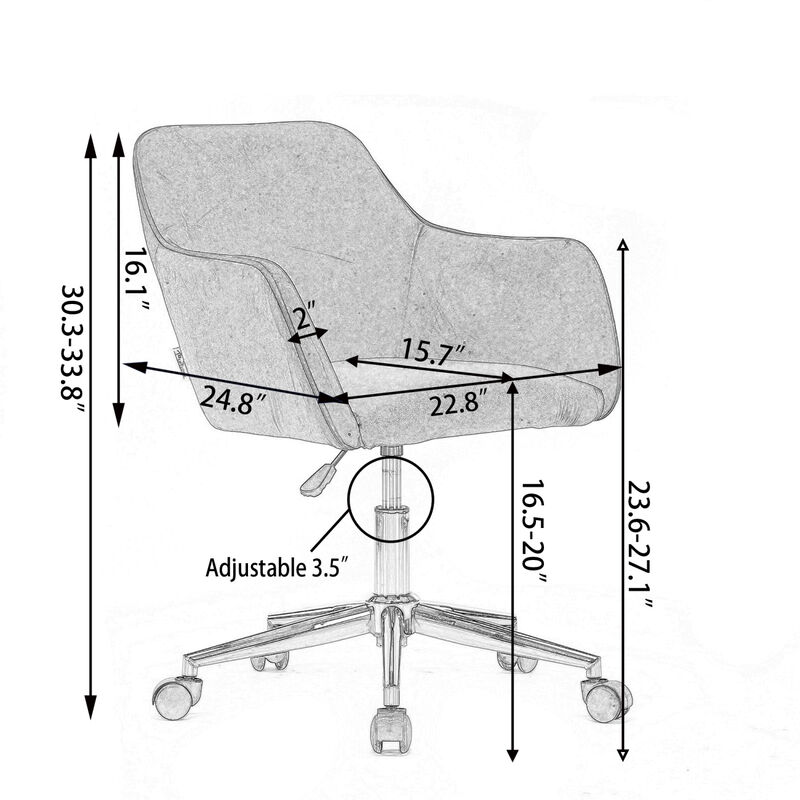 Modern Velvet Fabric Material Adjustable Height 360 Revolving Home Office Chair