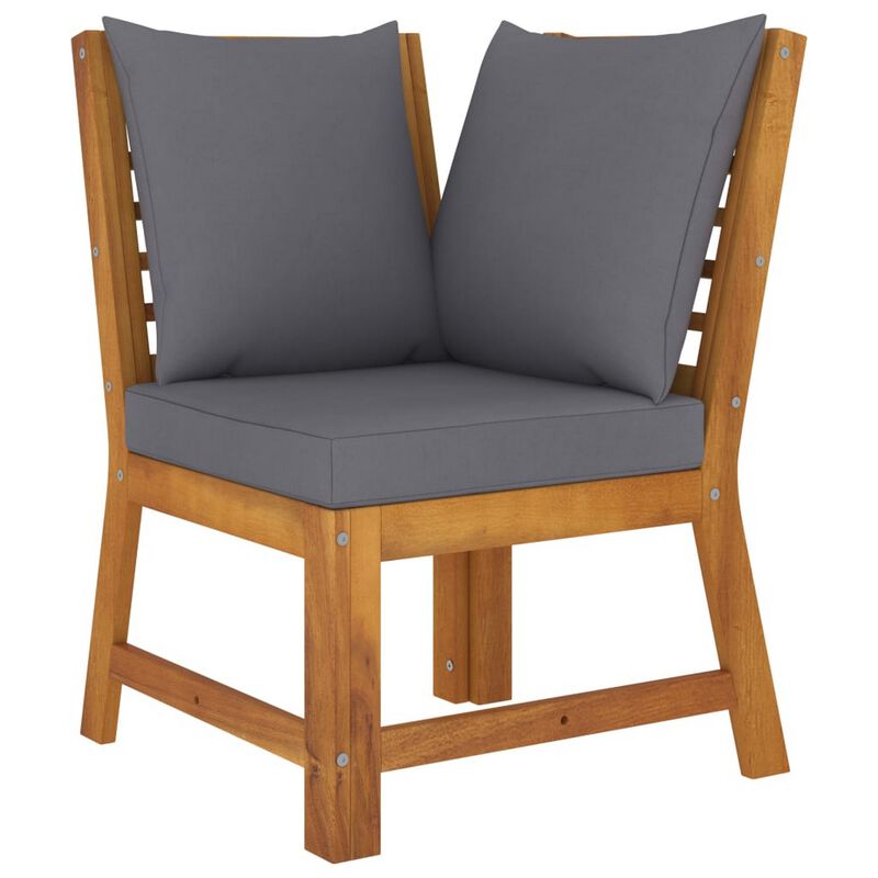 Kio 3pc Outdoor Sofa and Coffee Table Set Dark Gray, Solid Acacia Wood - Benzara