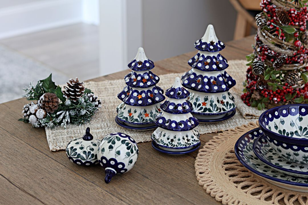 Blue Rose Polish Pottery Alyce Flat Christmas Ornament
