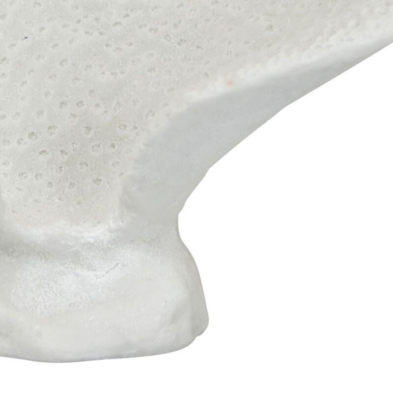 Coral Tabletop Decor, Cone Shape, 15 Inch White Textured Resin Finish - Benzara