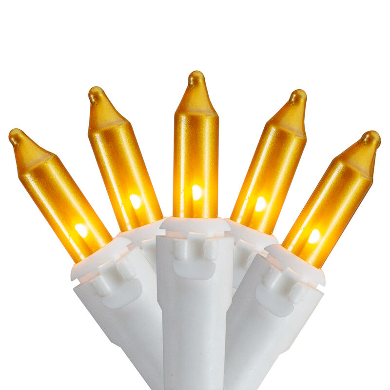 100 Count Opaque Gold Mini Icicle Christmas Lights - 3.5 ft White Wire
