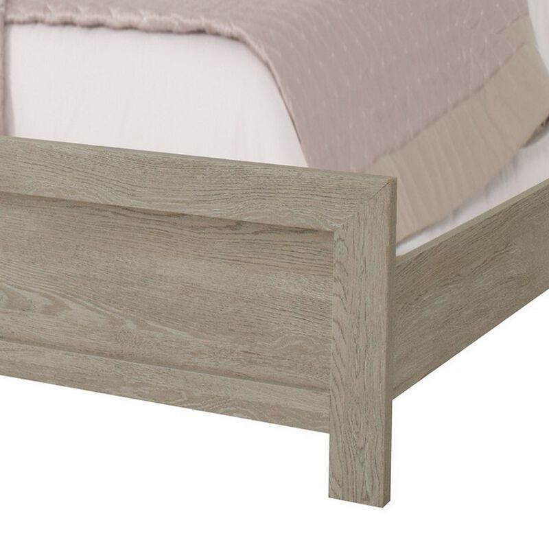 Ancy Queen Size Bed, Tufted and Upholstered Headboard, Light Gray Finish - Benzara