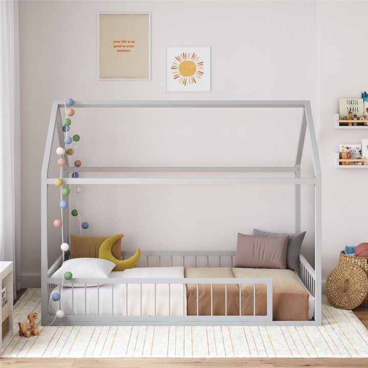 Little Seeds Skyler Metal House Bed with Rail