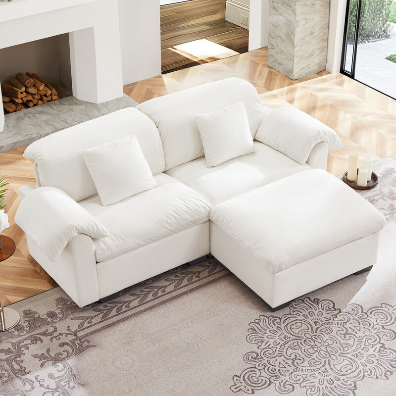 Merax Loveseat Sofa with Storage Reversible Ottoman