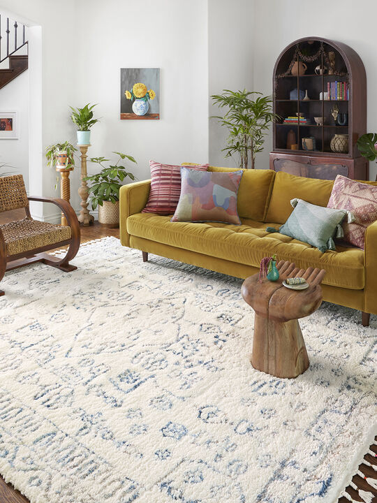 Ronnie RON01 Ivory/Ocean 18" x 18" Sample Rug