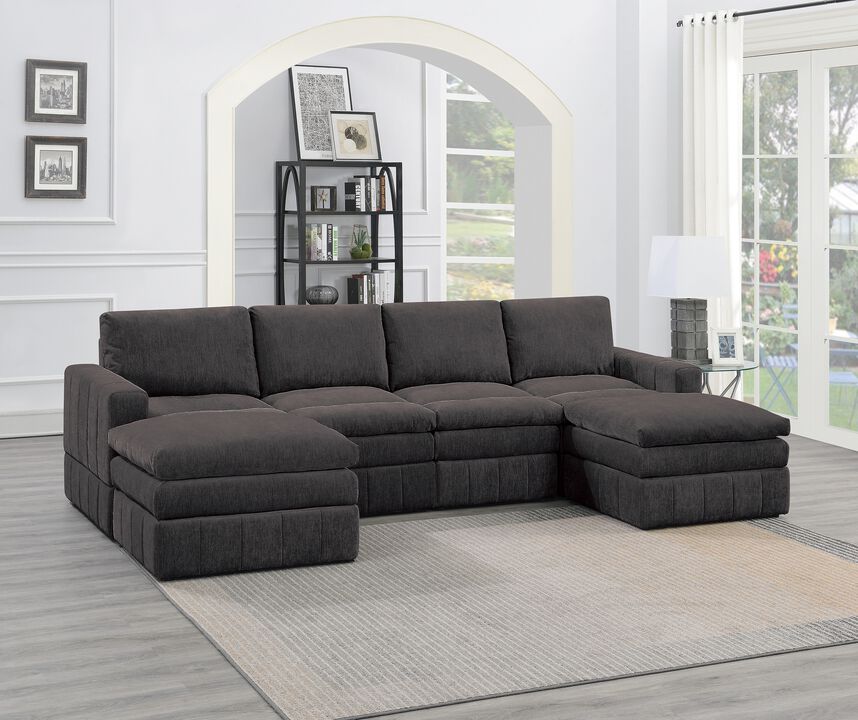 6-piece Modular Sectional Set in Mink Morgan Fabric