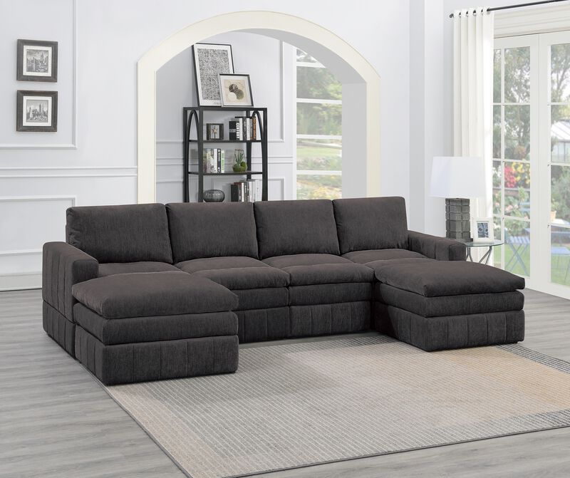 6-piece Modular Sectional Set in Mink Morgan Fabric