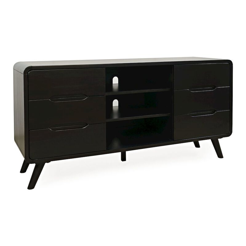 Jofran Marlowe Mid-Century Modern 64 Curved Media Console TV Stand