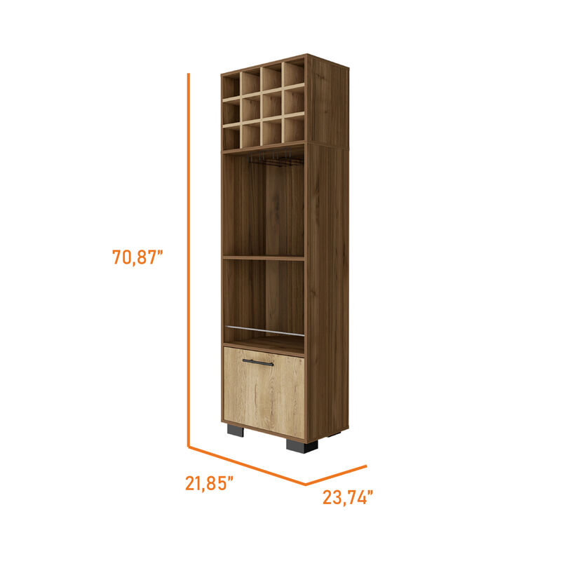 Jackson 12-Bottle 2-Shelf 1-Drawer Bar Cabinet Mahogany And Macadamia