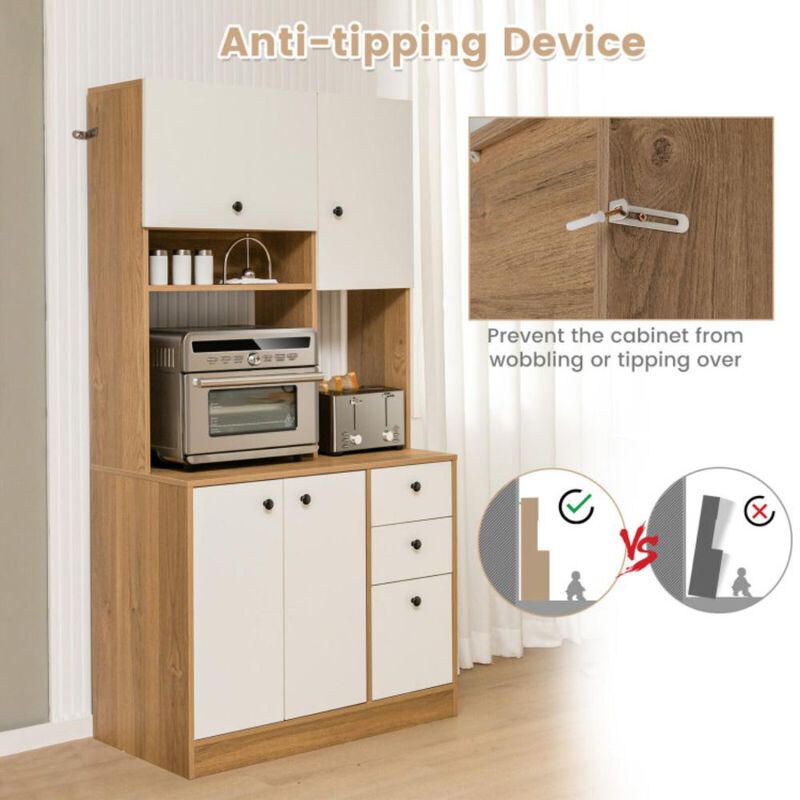 Hivvago 71 Inch Kitchen Pantry with 3 Storage Cabinet and 3 Deep Drawers