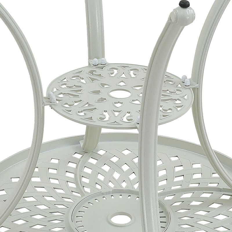 Mondawe Durable Cast Aluminum Round Patio Dining Table with Umbrella Hole