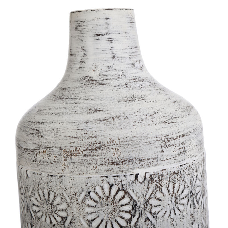 Large White Washed Floral Vase
