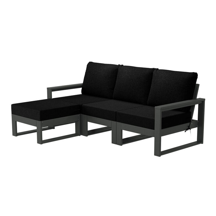 WestinTrends 4-Piece Outdoor HDPE All-Weather Modern Deep Seating Patio Sofa Sectional Set with Waterproof Cushions