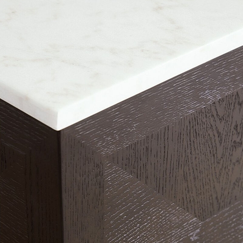 Enri Accent Table, Square Base, 19 Inch, White Marble Square Top - Benzara