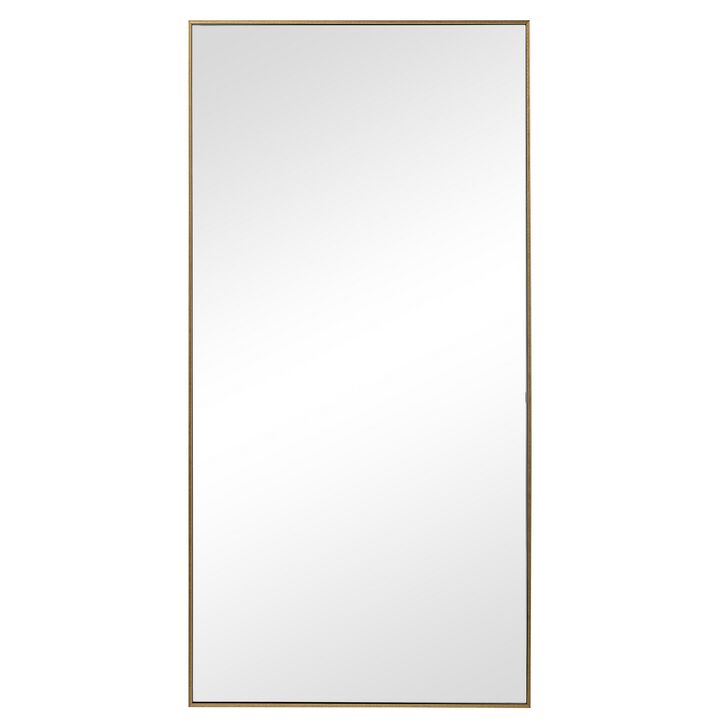 Rectangular Shape Thin Polystyrene Frame Mirror, Gold-Benzara
