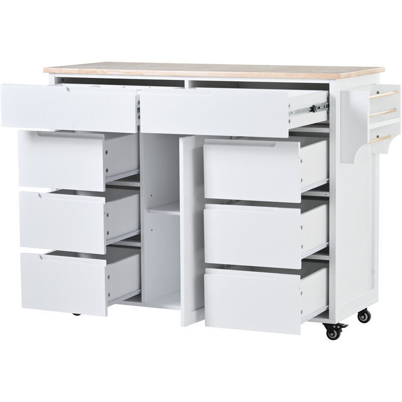 Merax Kitchen Cart with Rubber Wood Countertop