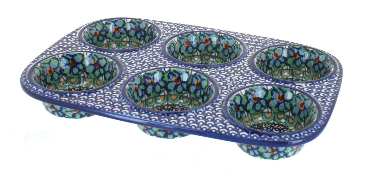 Blue Rose Polish Pottery Alyce Muffin Pan