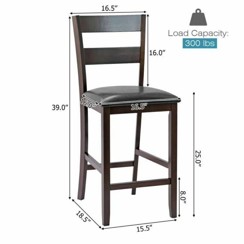 Hivvago 2-Pieces Upholstered Bar Stools Counter Height Chairs with PU Leather Cover
