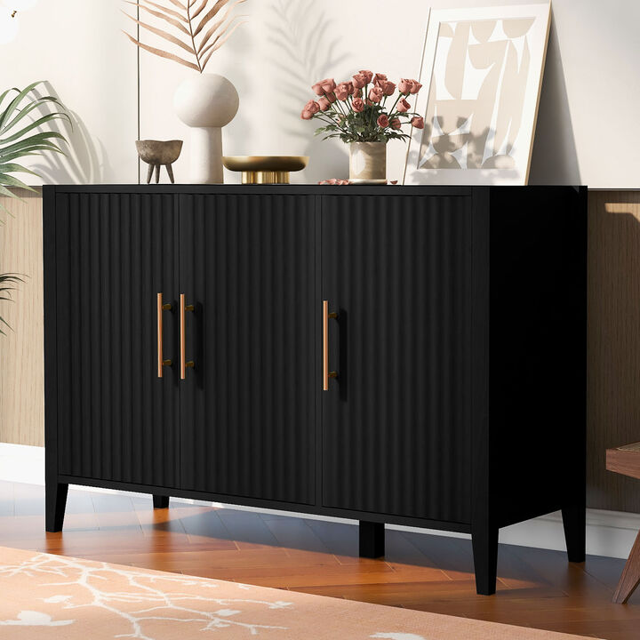Featured Three-door Storage Cabinet with Metal Handles