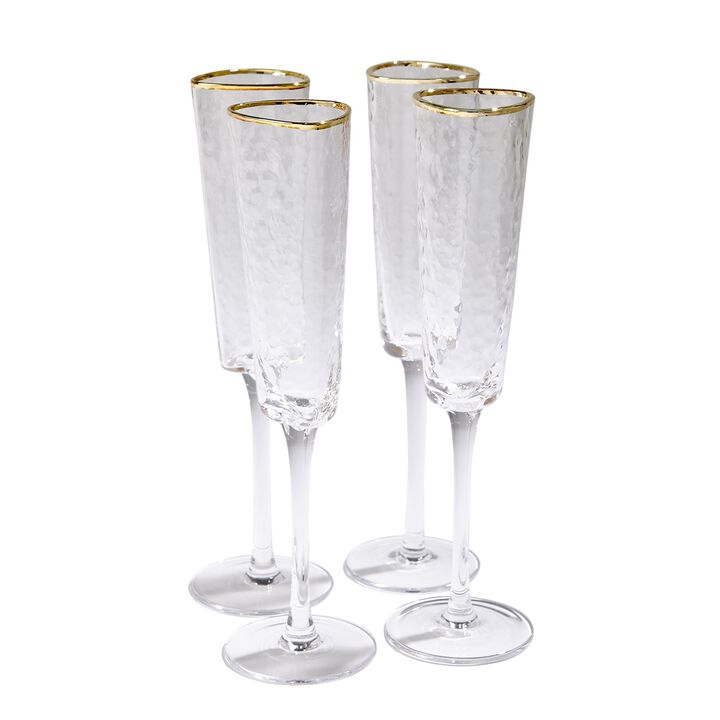 Set of 4 Hammered Champagne Glasses
