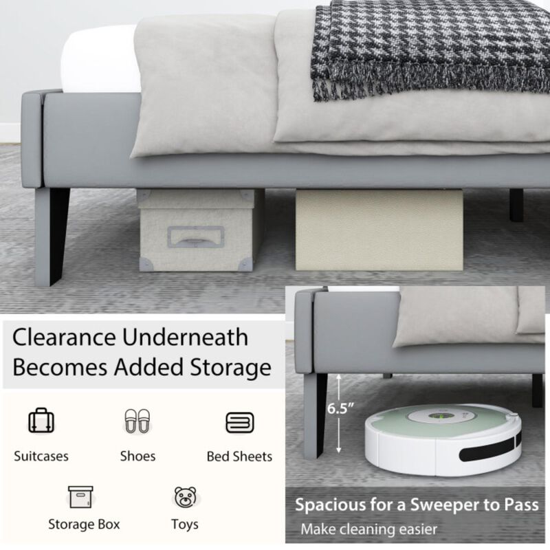 Hivvago Velvet Upholstered Bed Frame with High Headboard