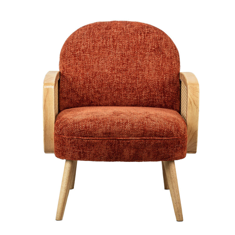 Scandinavian Lounge Armchair with Wooden Frame and Caning