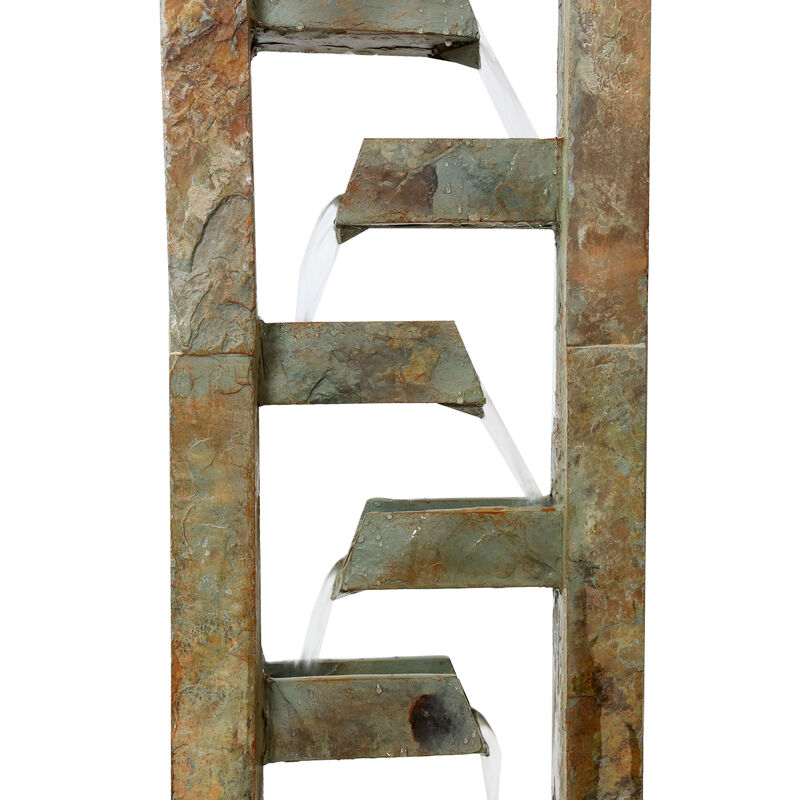Sunnydaze Stacked Slate Freestanding Waterfall Fountain - 49 in