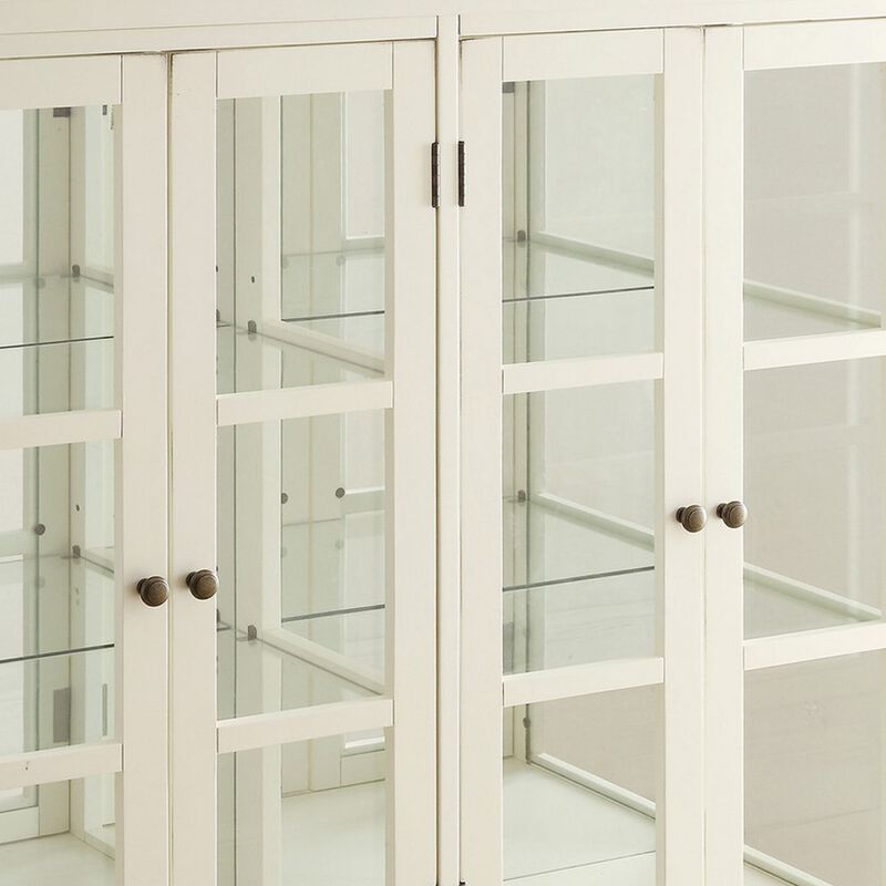 Transitional Style Wooden Accent Display Cabinet , White-Benzara