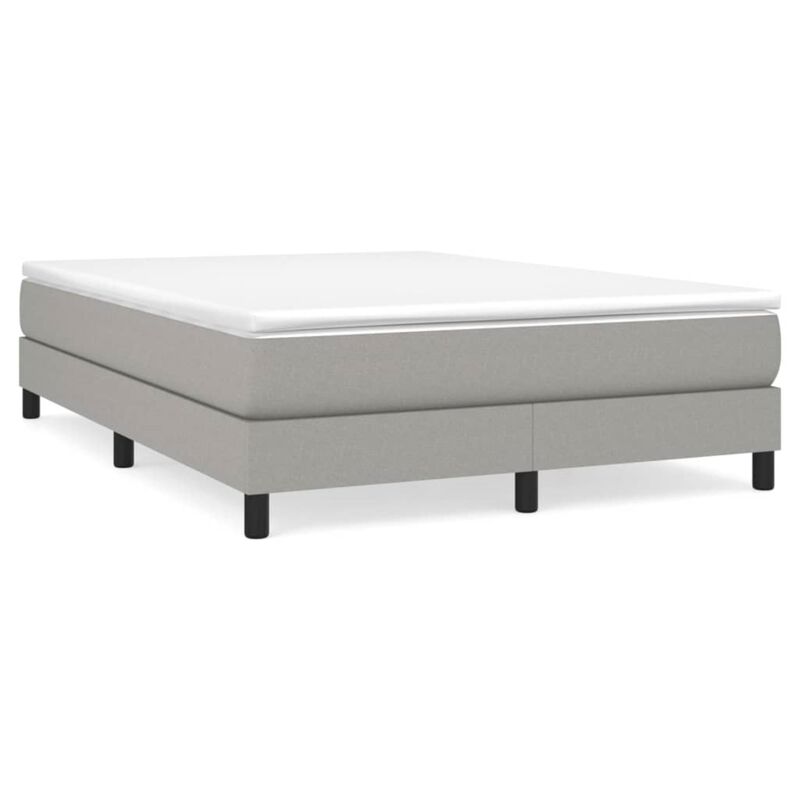 vidaXL Box Spring Bed Frame Light Gray 59.8"x79.9" Queen Fabric