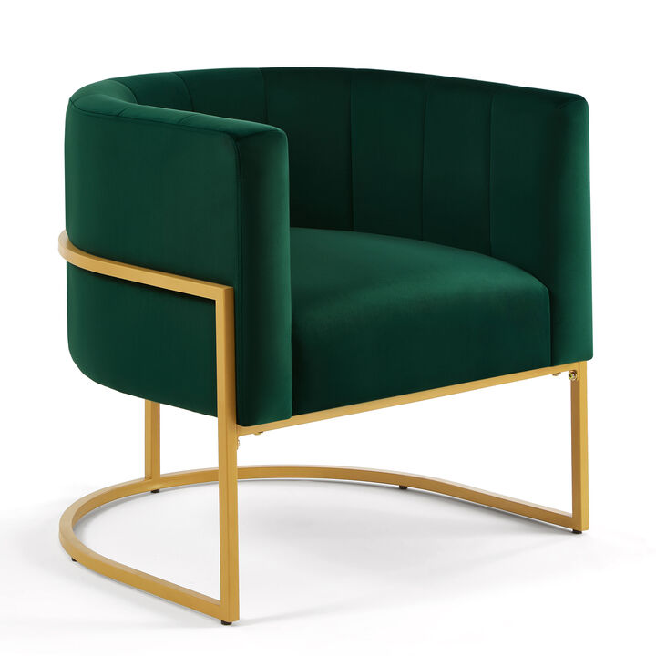 Velvet Accent Chair with Mid Century Charm