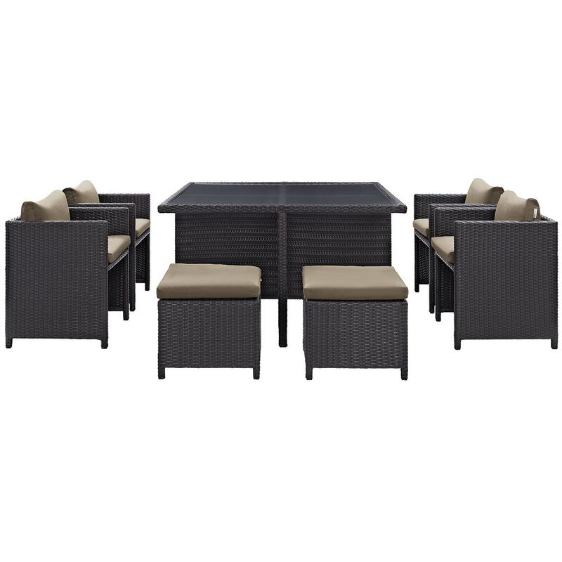 Inverse 9 Piece Outdoor Patio Dining Set - Espresso Mocha