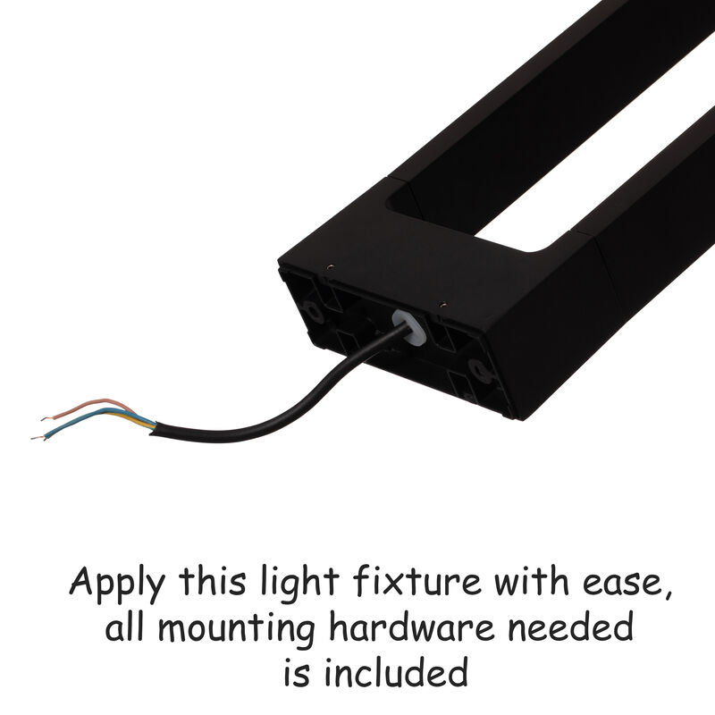 Decorative Driveway Bollard Rectangle LED Garden Light, Large Black Aluminum Pathway Yard Outdoor Light