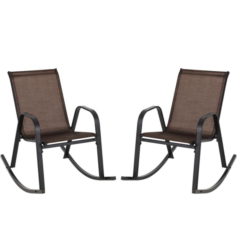 Hivvago Set of 2 Metal Patio Rocking Chair with Breathable Seat Fabric