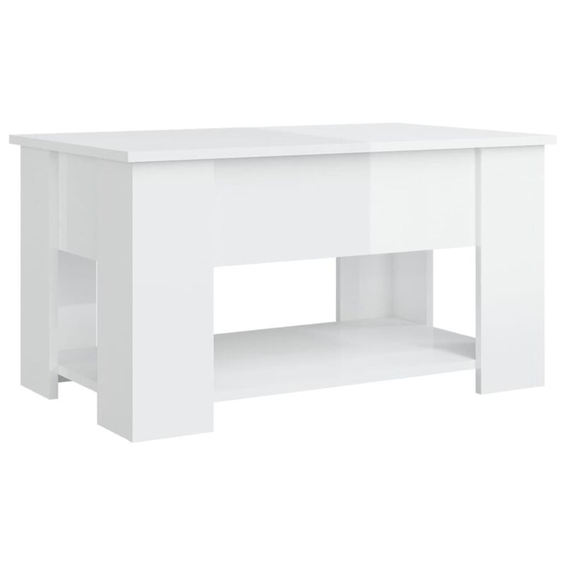 vidaXL Coffee Table - Modern High Gloss White | Engineered Wood Construction | Rectangular Shape | Assembly Required