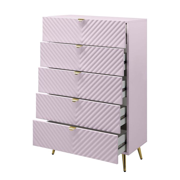 Acme Furniture Gaines Chest, Pink High Gloss Finish