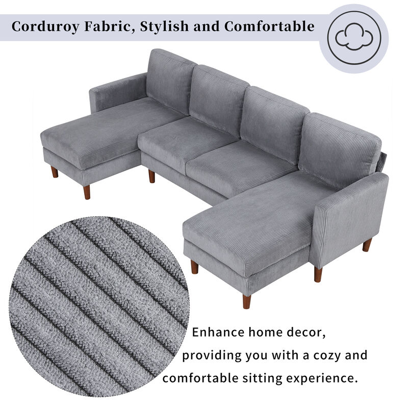 Merax Corduroy Fabric U-shaped Sofa Couch