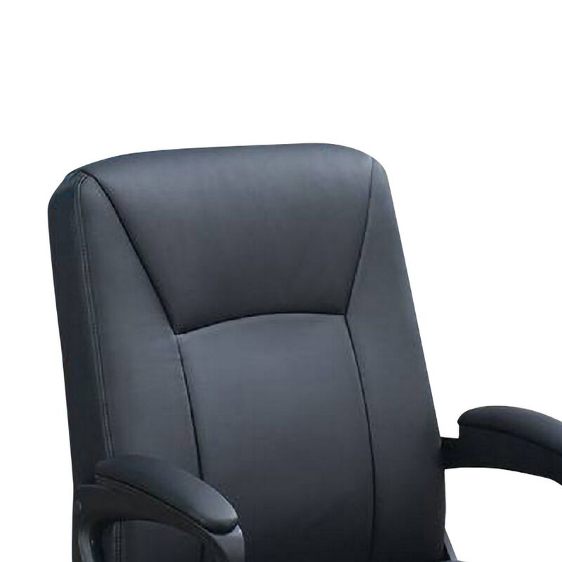 Office Chair with Curved Arms and Leatherette Upholstery, Black-Benzara