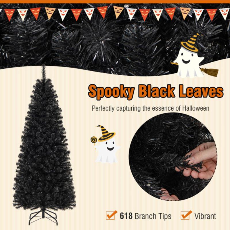 Hivvago Pre-lit Christmas Halloween Tree with PVC Branch Tips and Warm White Lights